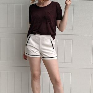 High Waisted Elastic Shorts Black and White